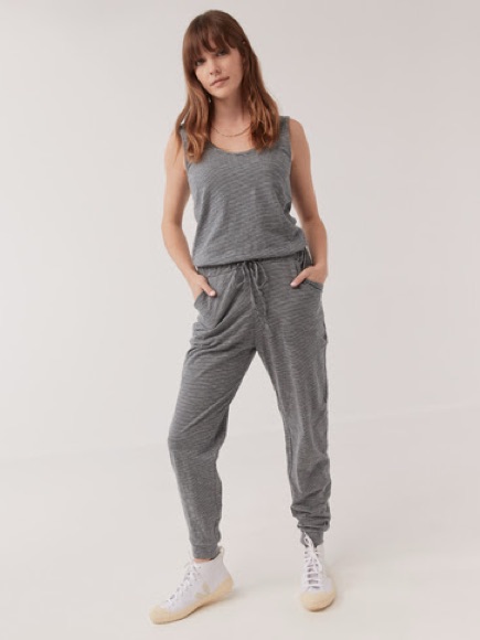 Pact Women's Ore Pinstripe Easy All-Day Jumpsuit Size: Small